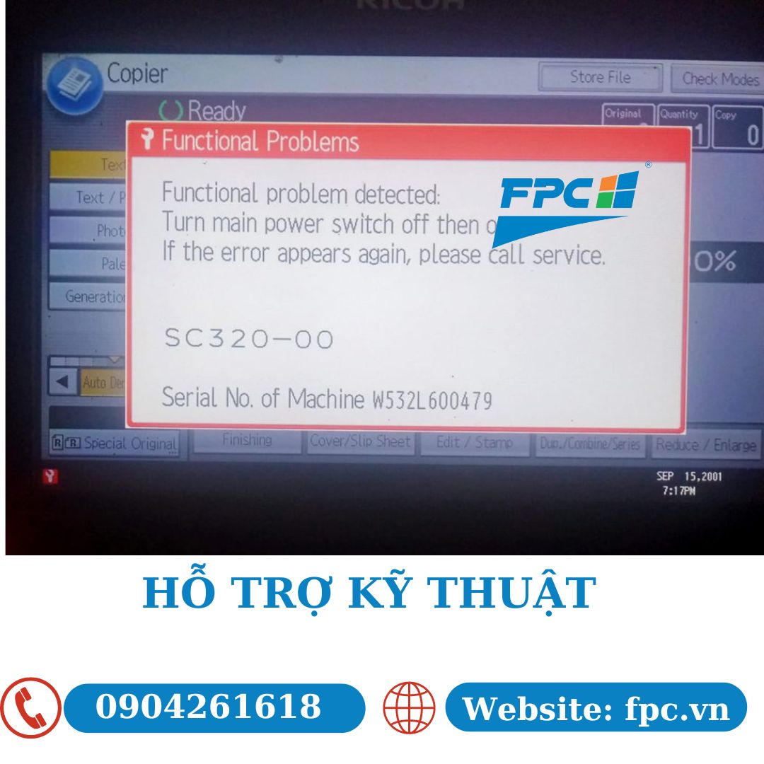 Hướng dẫn xử lý lỗi SC320 trên dòng máy photocopy Ricoh Aficio MP 2852/3352/4002/5002